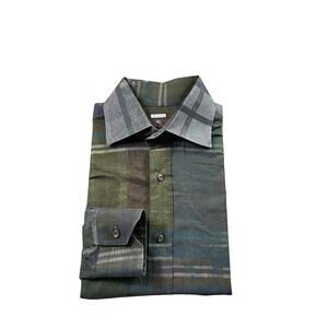 Etro Milano‎ Purple Green Checked Current Men's Button Front Size 41